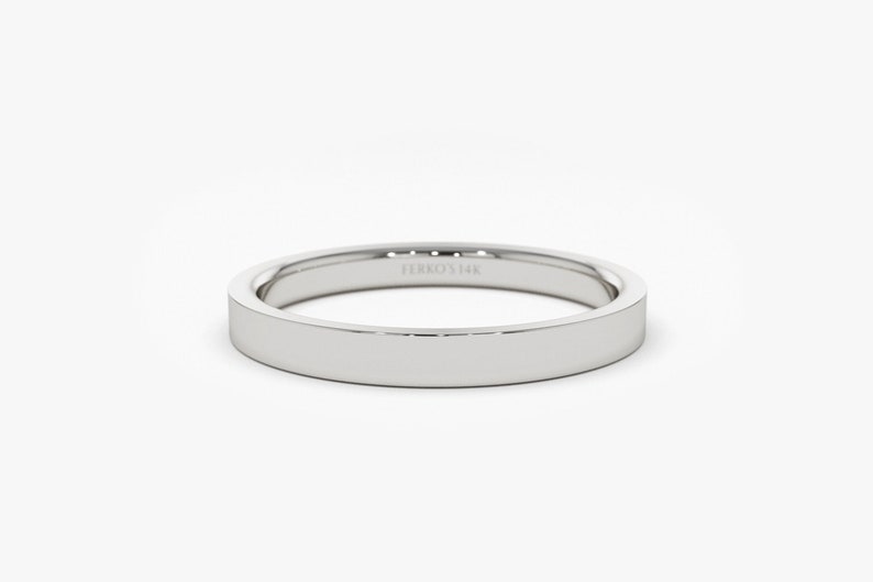 14k Flat wedding band 2MM Gold wedding band 14k Plain solid Gold Band Men and Women wedding band by Ferko/'s Fine Jewelry
