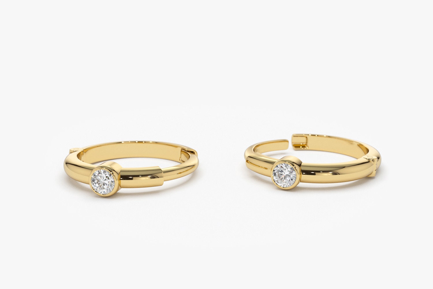 Hoop earrings 2024 with single diamond