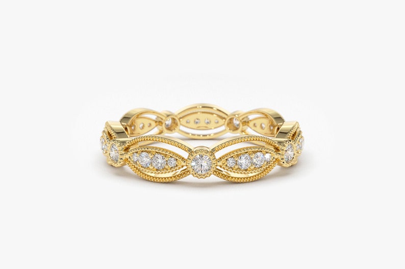 14k Vintage Art Deco Diamond Wedding Ring
