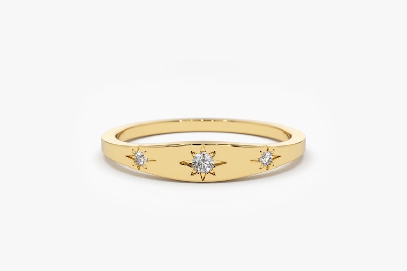 Minimal Diamant Ring in Sternfassung / 14k Gold Zierlich / auch erhältlich in 585 Gold / Roségold von Ferkos Fine Jewelry 14k Gold