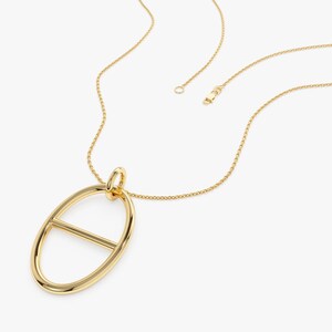 Minimalist Oval Pendant Necklace, 14k Gold Open Circle Necklace, Geometric Gold Necklace, Modern Gold Jewelry Gift for Her