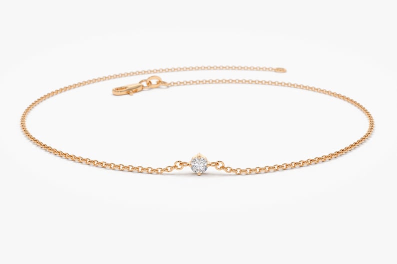 14k Rose  Gold Prong Setting Diamond Bracelet