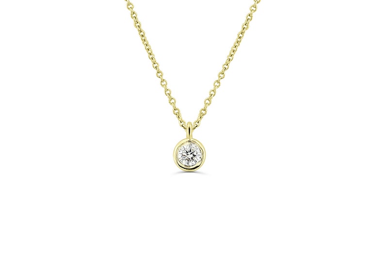14k Gold Bezel Setting Diamond Necklace / Solitaire Necklace | Etsy
