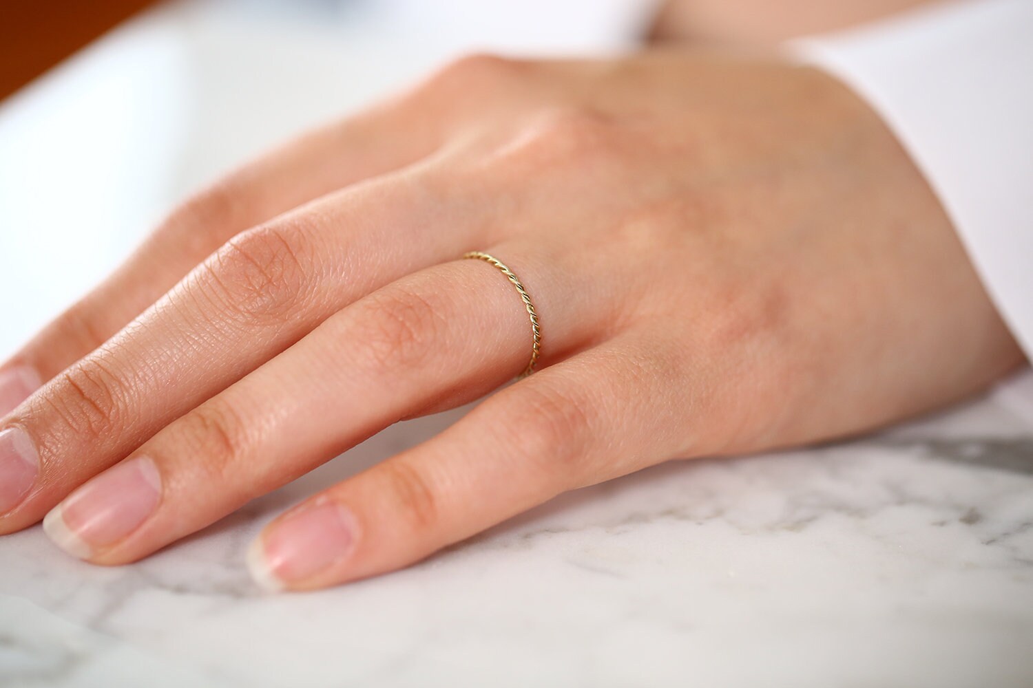 The Twisted Clear Stud Ring in Platinum