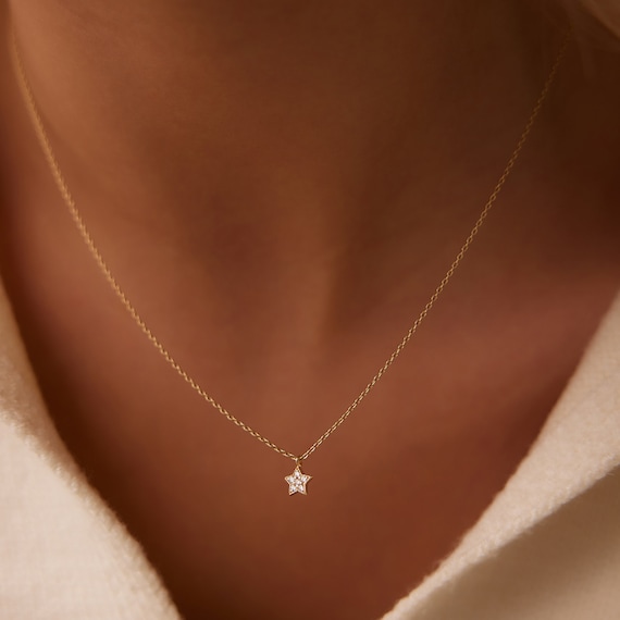 Vlora Estrella 14K Two Row Diamond Vlora Star Pendant Necklace (0.33CT