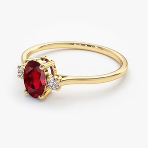 Ruby Engagement Ring in 14k Gold Side View