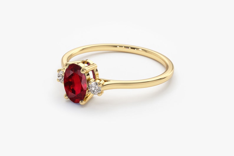 Ruby Engagement Ring in 14k Gold Side View