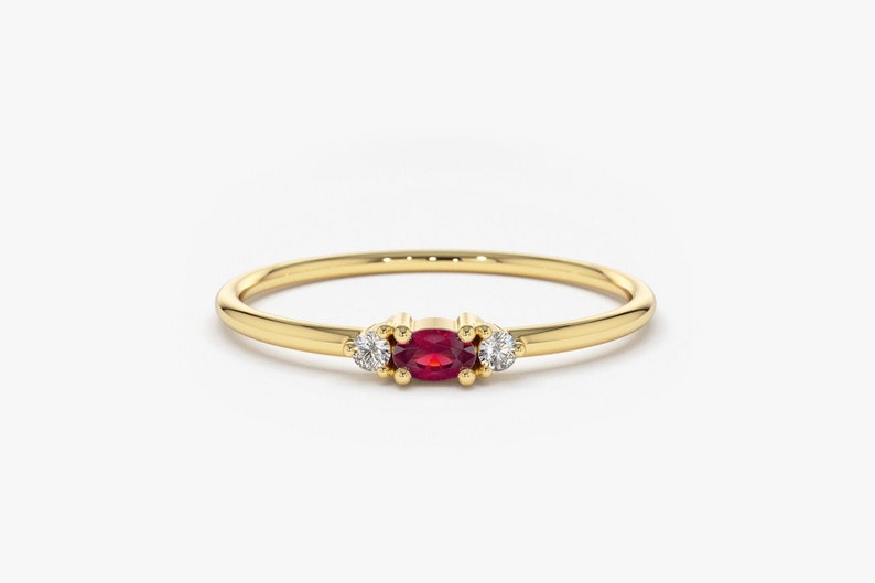 14K Gold Oval Cut Ruby with Surrounding Round Cut Diamonds / Ruby Graduation Gift / July Birthstone Ring / Labor Day Sale 