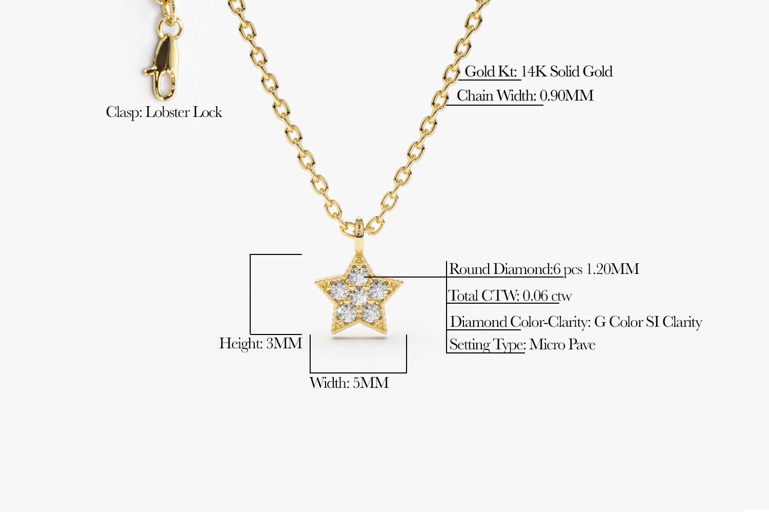 Diamond Necklace / Star Charm Necklace / Tiny Star Diamond