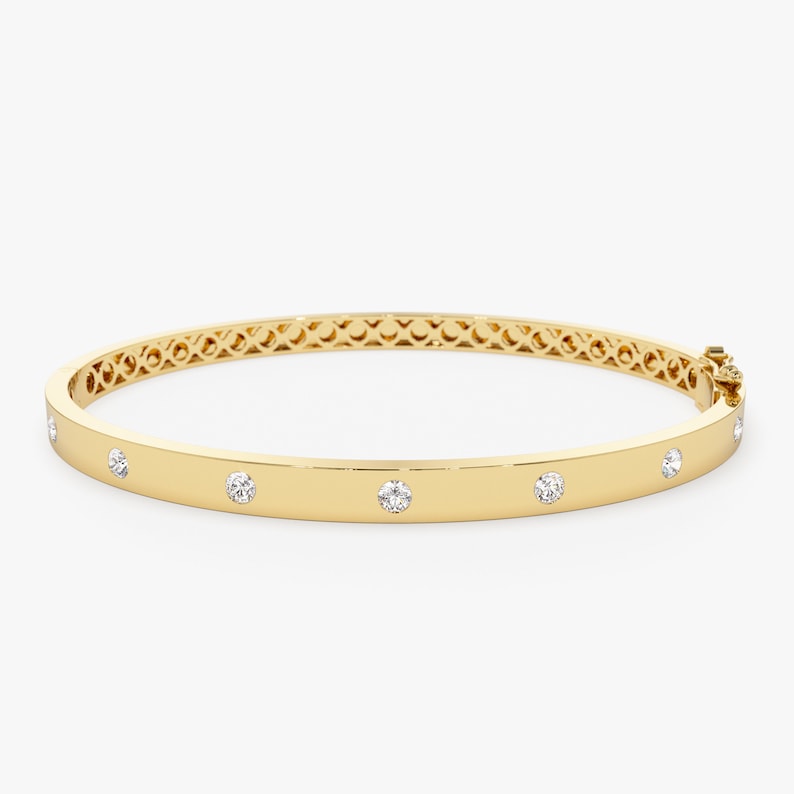 14K Solid Gold Round Diamond Bracelet