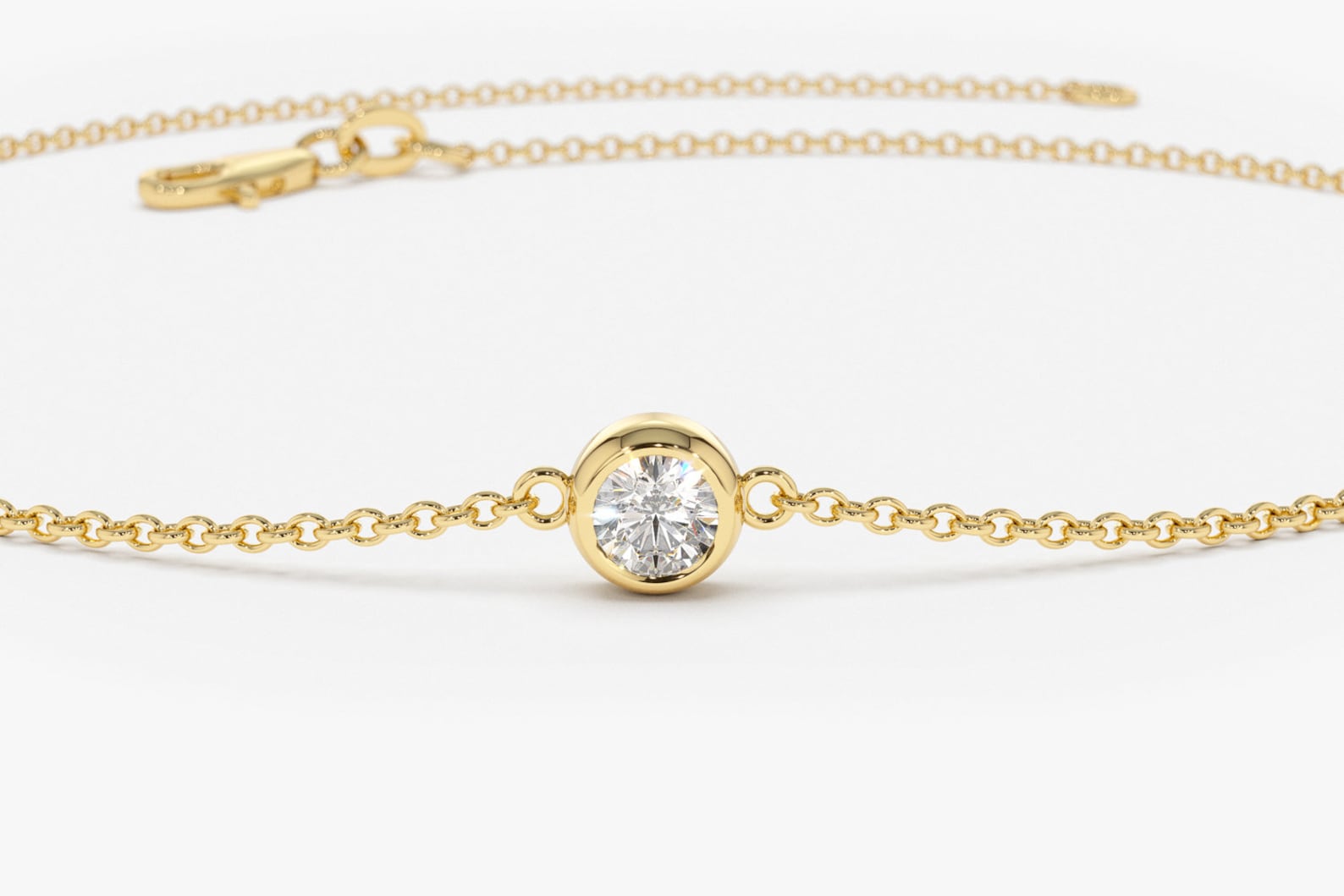 Diamond Bracelet / Diamond Solitaire Bracelet / Diamond Bezel Etsy