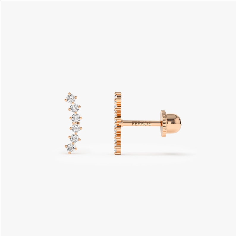 14k Rose Gold Diamond Cluster Helix Piercing