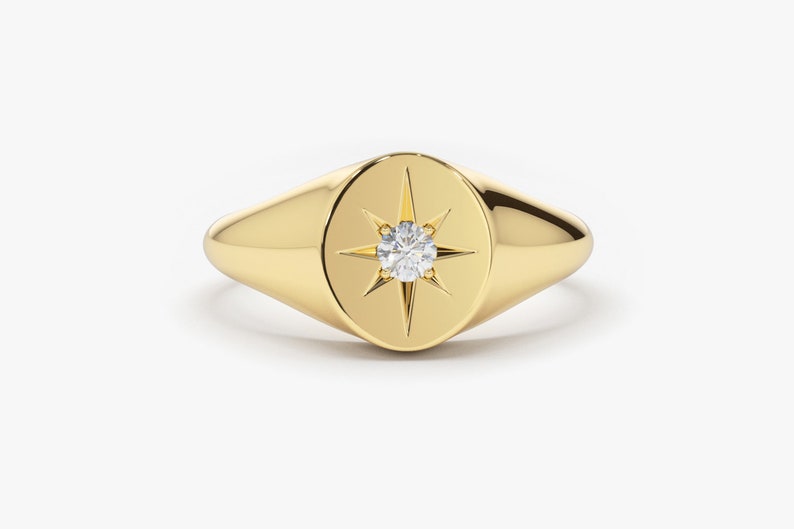 Diamond Signet Ring 14k Gold