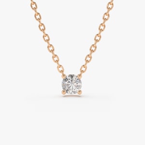 Diamond Solitaire Necklace in 14k Solid Rose Gold