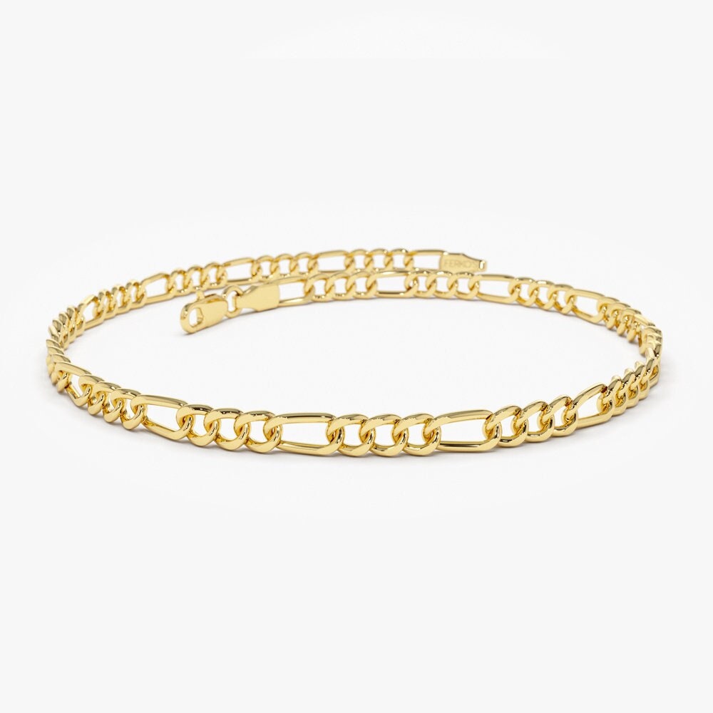 Gold Chain Bracelet / 14k Solid Gold Figaro Chain Bracelet 3MM & 5MM /  Timeless 14k Gold Figaro Link Chain / Classic and Versatile Design - Etsy