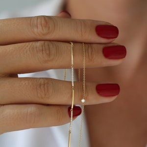 Diamond Bracelet , 14k Solid Gold Pave Diamond Bar Bracelet , Line Bar Minimalist Dainty Diamond bracelet by Ferkos Fine Jewelry