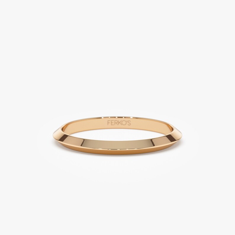 14K Rose Gold Knife Edge Wedding Ring