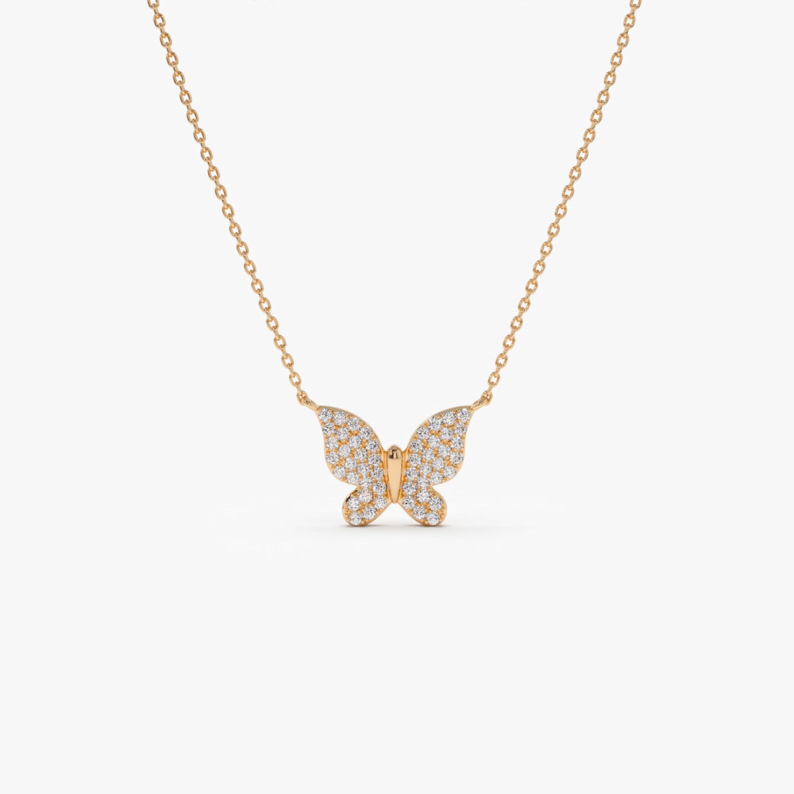 BUTTERFLY ORANGE DIAMOND PAVED NECKLACE