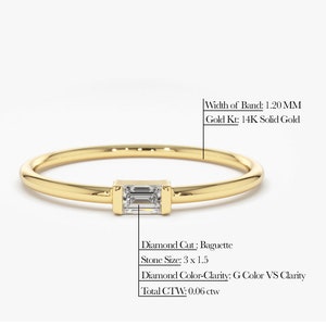 14k Gold Baguette Diamond Engagement Ring Measurements