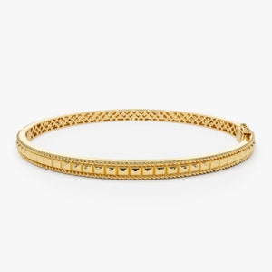 14K Gold Bangle Bracelet, Pyramid Twisted Bracelet, Gold Hinged Bracelet Bangle, Ladies Gold Bangle Bracelet, Plain Gold Stackable Bangle,