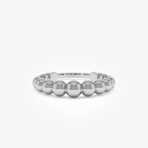 14K White Gold Bead Ring