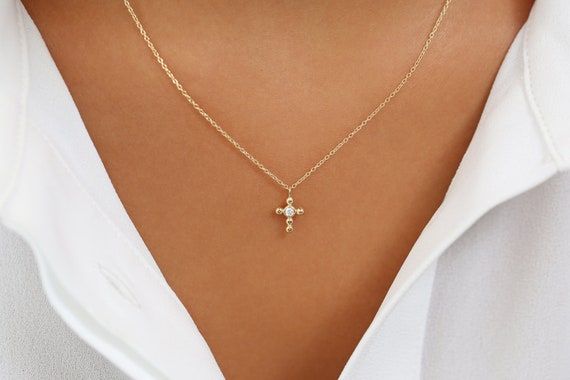 Gold Classic Diamante Cross Necklace in 2023  Cross necklace, Necklace,  Wide choker necklace