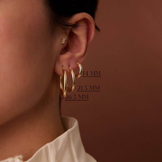 Thick 14k 2024 gold hoop earrings