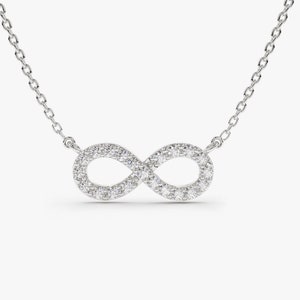 Diamond Infinity Necklace in 14K White Gold