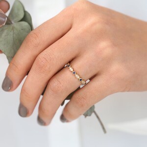 14k Gold Art Deco Sapphire and Diamond Half Eternity Womens Wedding Ring / Stackable Sapphire Diamond Ring / September Birthstone Ring