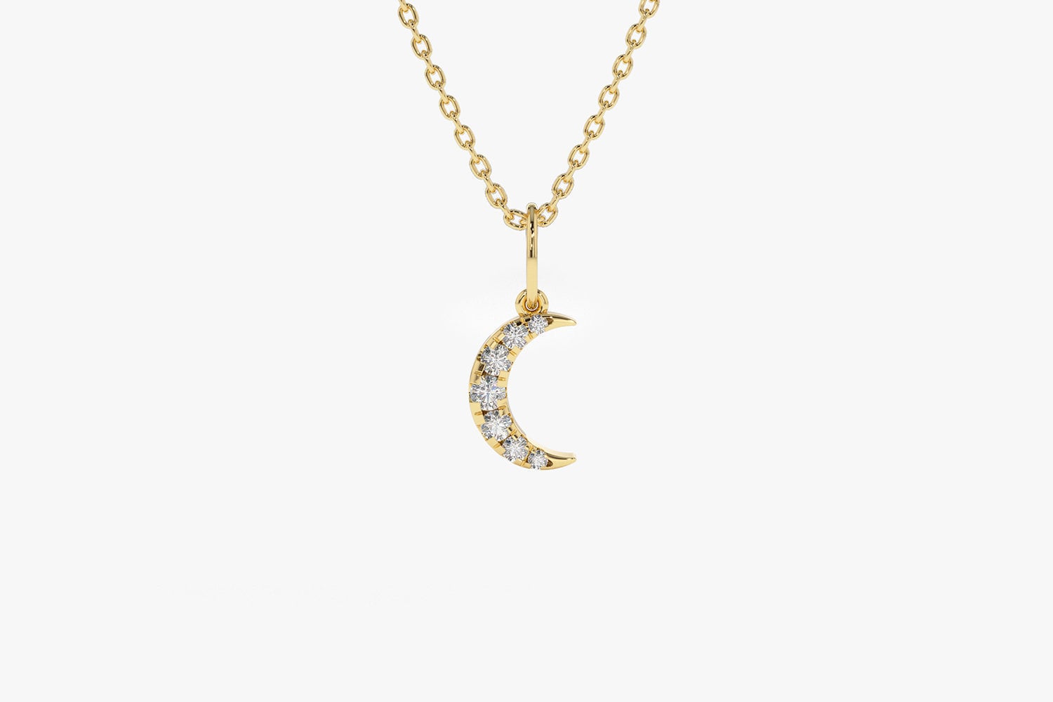 Crescent moon necklace gold with diamonds deals