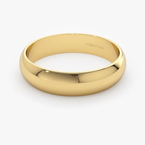 14k Gold 4MM Dome Wedding Band Side View