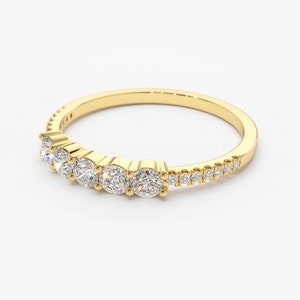 Diamond Wedding Band / 14k Gold 5 Stone Anniversary Ring by Ferkos Fine ...