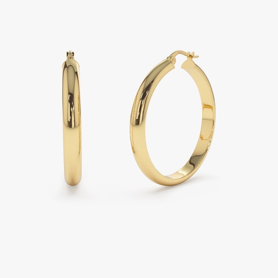 Buy Large Gold Hoops 14k Gold / 35MM Bold Gold Hoop Earrings