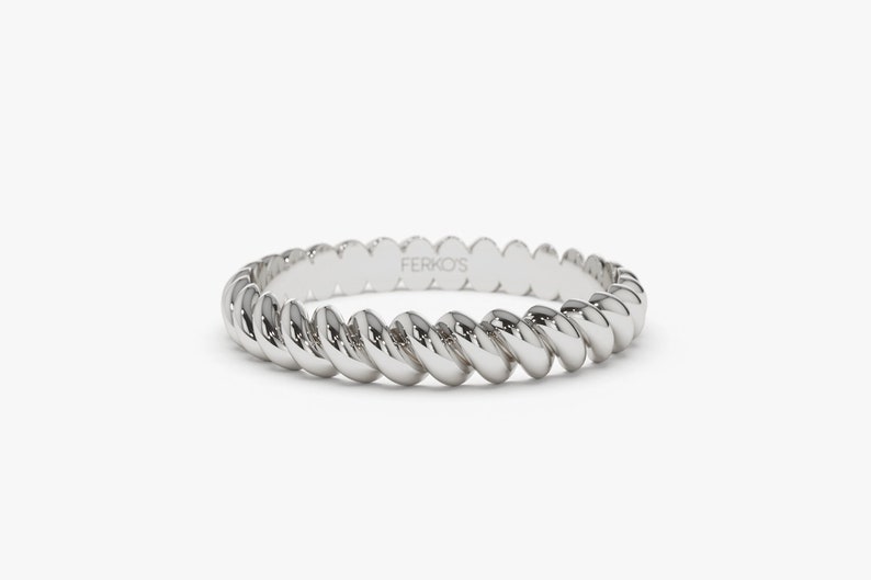 3 MM Gold Braided Twist Ring 14K Solid Gold Twist Rope Ring Twisted Rope Gold Wedding Band Dainty Stacking Ring by Ferkos Fine Jewelry