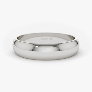 14k White Gold 4MM Dome Wedding Band