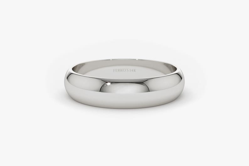 14k White Gold 4MM Dome Wedding Band