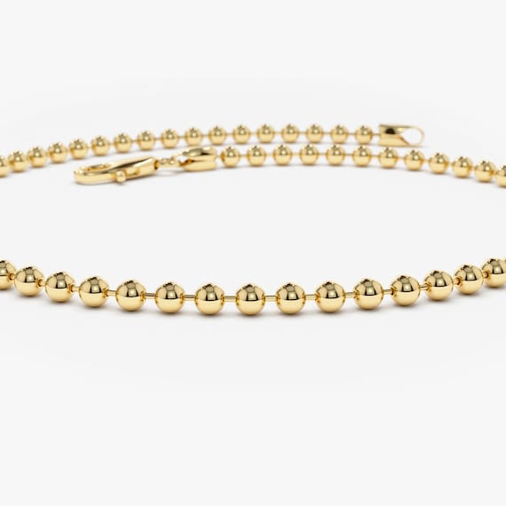 ゴールドブレスレット / 14Kゴールドボールチェーンブレスレット