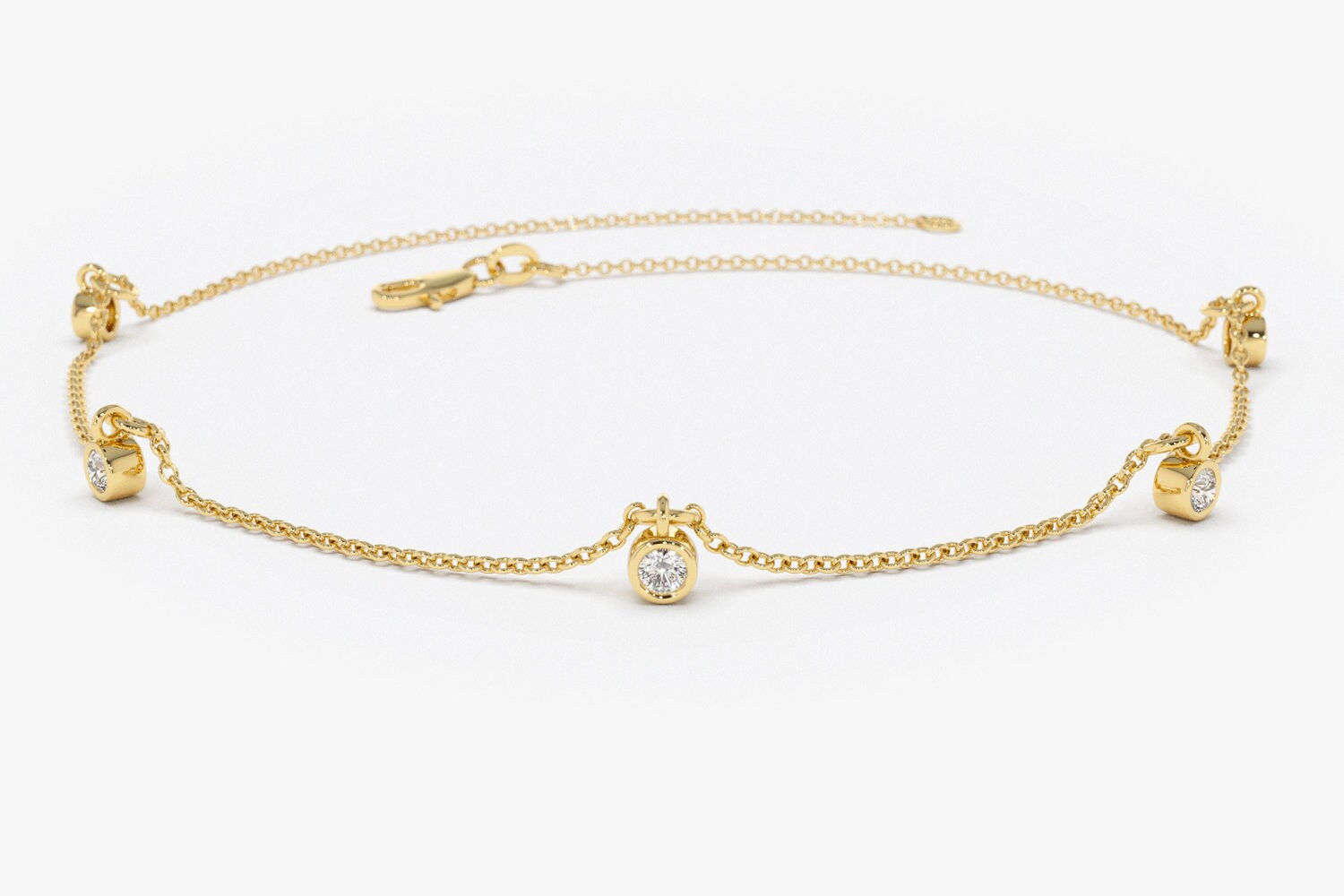 Diamond Bracelet/ Diamond Solitaire Bracelet/ Dainty 14k Gold Etsy