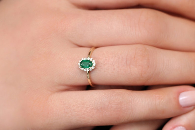 Emerald Ring / 14k Classic Oval Cut Emerald Ring With Etsy UK