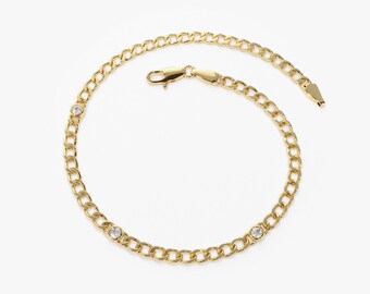 14k Oro Giallo Massiccio 3mm Taglio Diamante Corda Catena - Foto 8