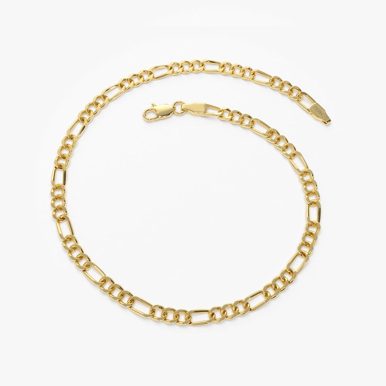 Gold Chain Bracelet / 14k Solid Gold Figaro Chain Bracelet 3MM Etsy