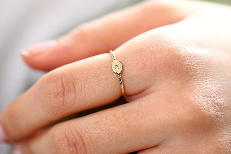 Evil Eye Ring / Evil Eye Diamond Ring in 14k Gold / Evil Eye Jewelry / Stacking Ring / Eye Ring / Gold Evil Eye Ring