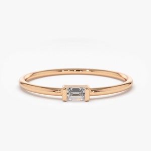 14k Rose Gold Baguette Diamond Engagement Ring