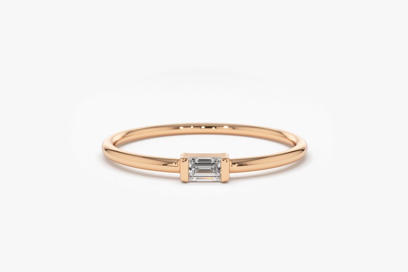 14k Rose Gold Baguette Diamond Engagement Ring