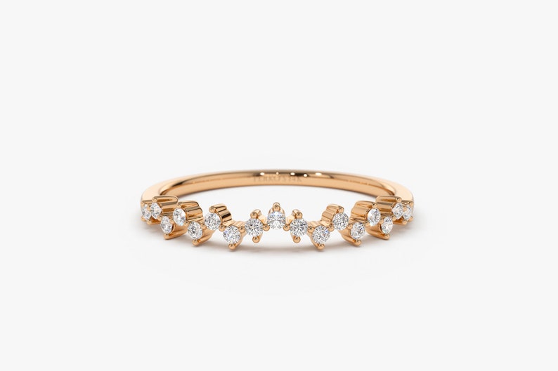 14k Rose Gold Half Eternity Diamond Wedding Band