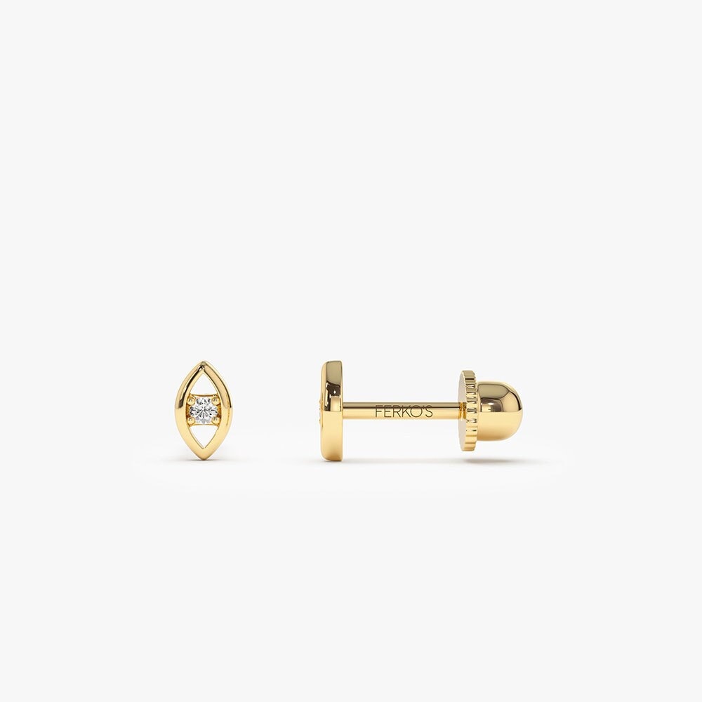 Diamond Evil Eye Helix Piercing in 14k Solid Gold Cartilage Piercing…