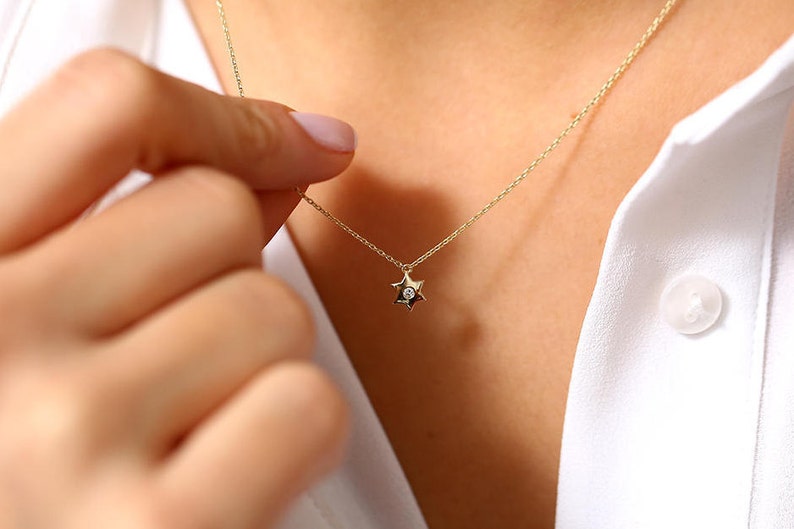 Gold Star of David Necklace/ Jewish star necklace / Diamond Star of David Charm / Magen David charm/ Dainty Star of David in 14k Gold