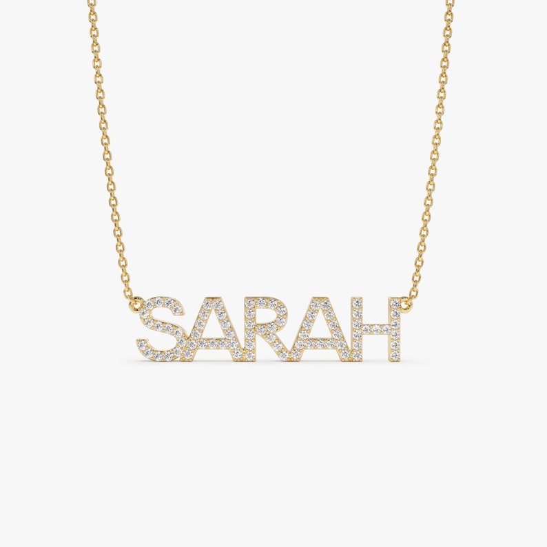 14K Gold Diamond Name Necklace