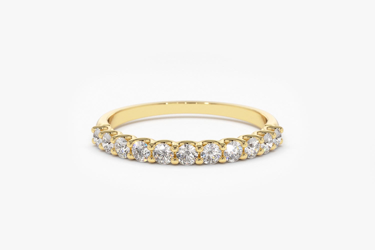 Diamond Wedding Band / 14k Gold Shared Prong Women's Diamond Wedding ...