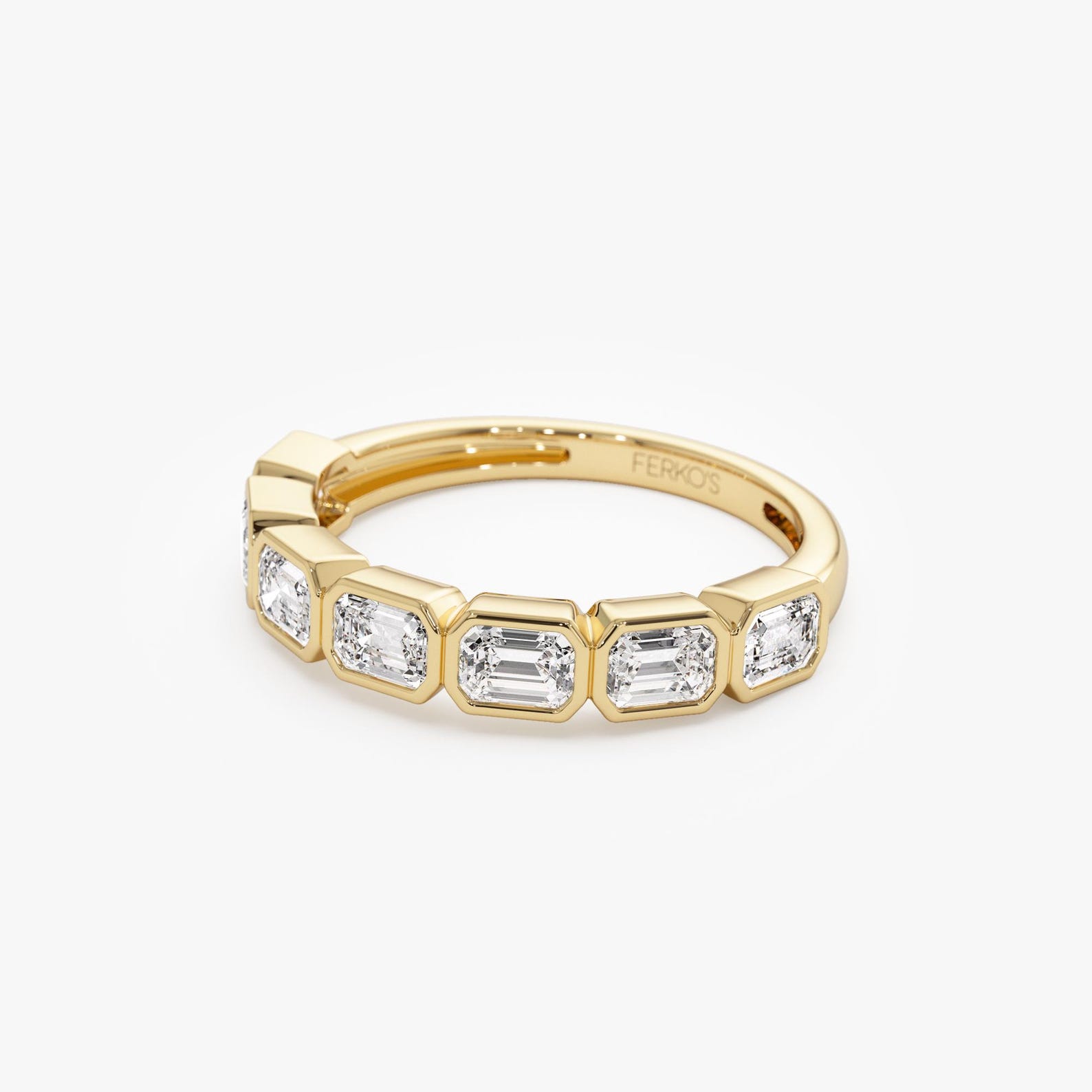 Emerald Cut Bezel Set Lab Grown Diamond Wedding Band, 1.40 Ctw 14K ...